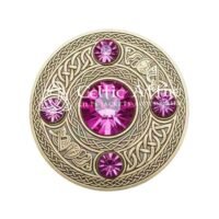Scottish Fly plaid Brooch Pin Pink Crystal