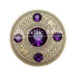 Scottish Fly plaid Brooch Pin Purple Crystal