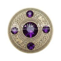 Scottish Fly plaid Brooch Pin Purple Crystal