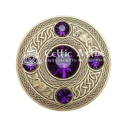 Scottish Fly plaid Brooch Pin Purple Crystal