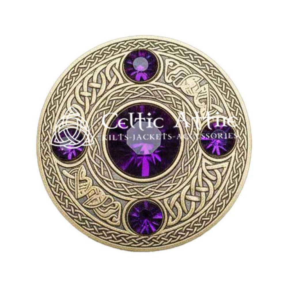 Scottish Fly plaid Brooch Pin Purple Crystal Scottish Fly plaid Brooch Pin Purple Crystal
