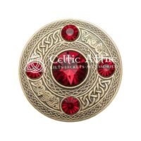 Scottish Fly plaid Brooch Pin Red Crystal