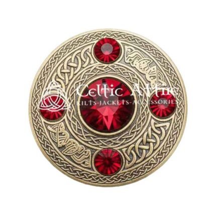 Scottish Fly plaid Brooch Pin Red Crystal