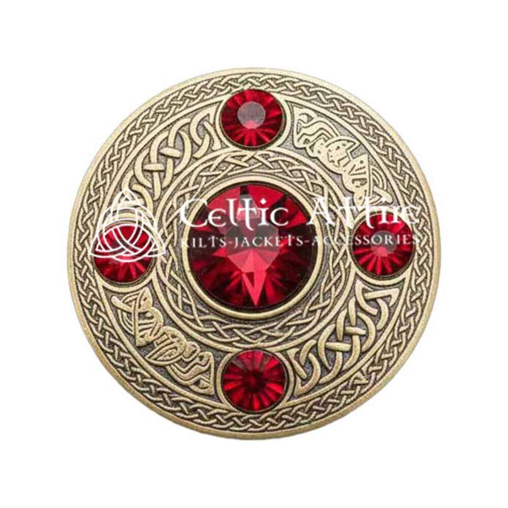 Scottish Fly plaid Brooch Pin Red Crystal Scottish Fly plaid Brooch Pin Red Crystal