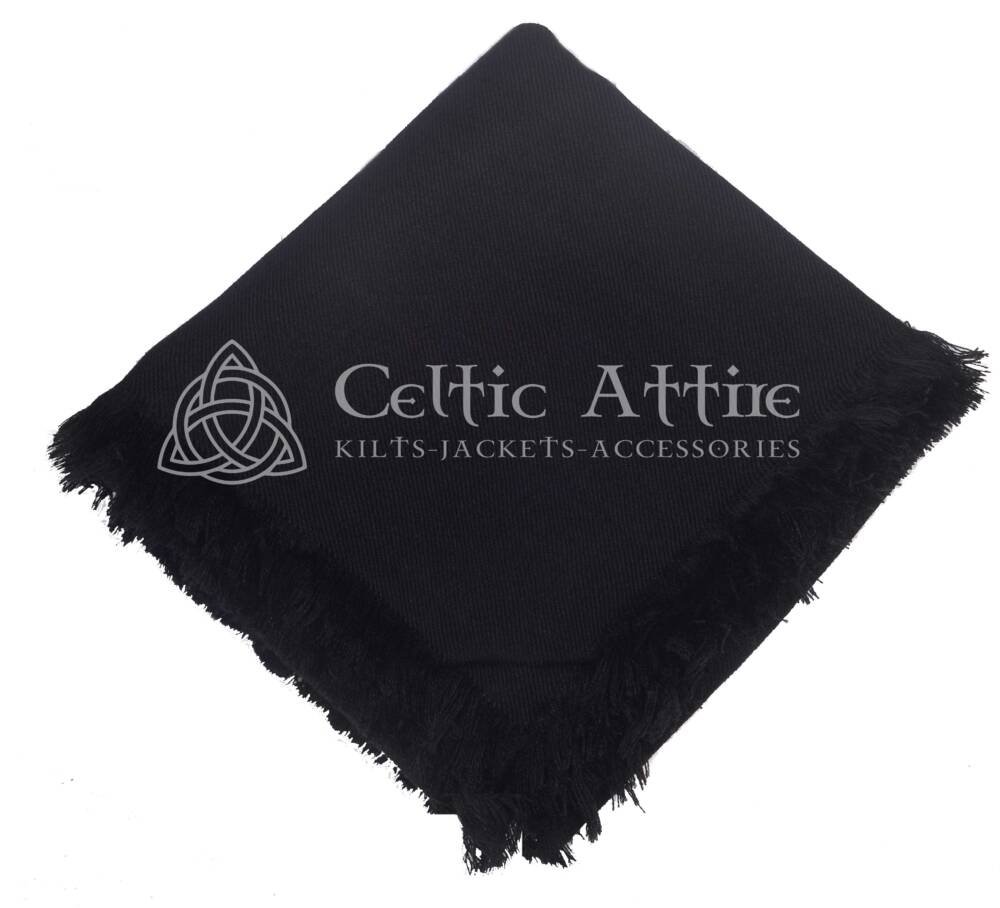 Solid-Black Mens Scottish Solid Black Tartan Flyplaid