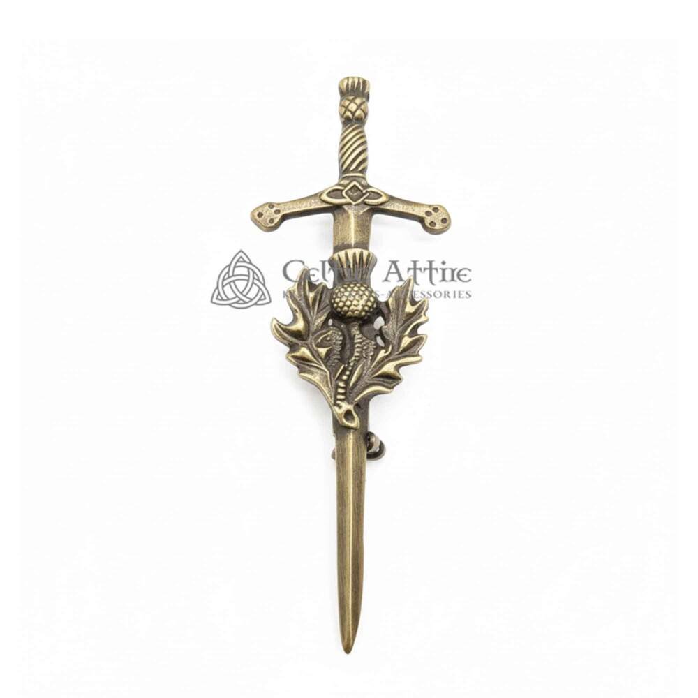 Thistle kilt pin (2) stag head kilt pin