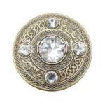 Scottish Fly plaid Brooch Pin White Crystal