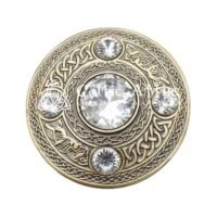 Scottish Fly plaid Brooch Pin White Crystal