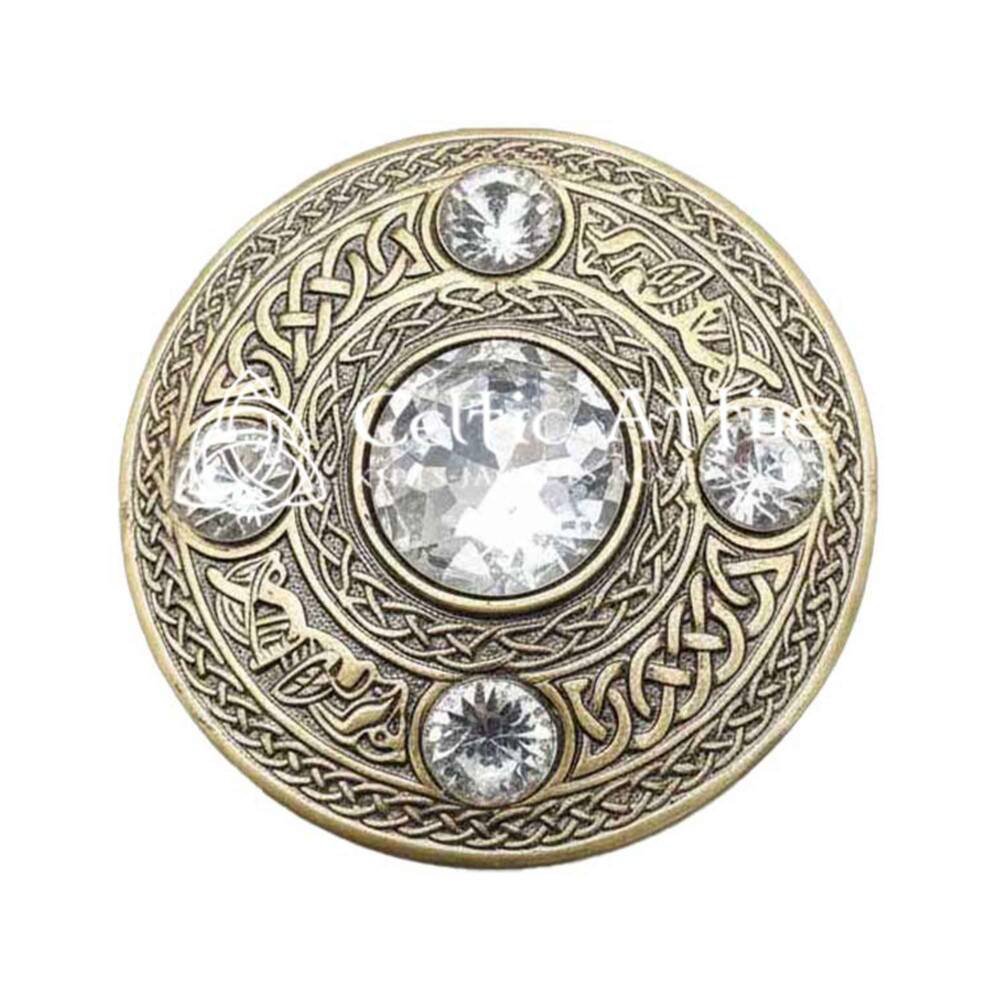 Scottish Fly plaid Brooch Pin White Crystal Scottish Fly plaid Brooch Pin White Crystal
