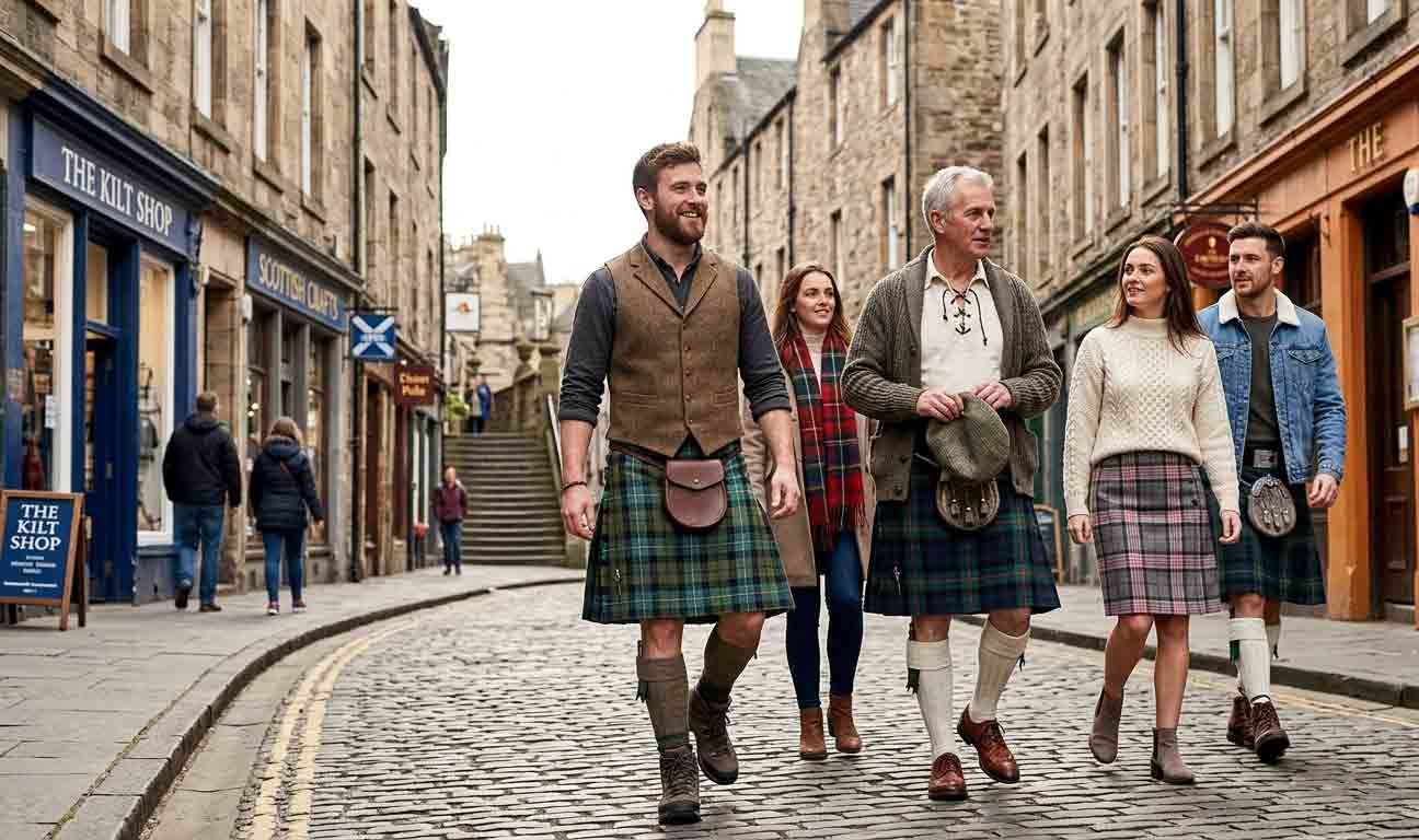 Traditional tartan kilts