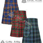 Irish County tartan utility kilt for men with cargo pockets front view
