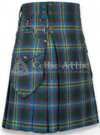 Irish County tartan utility kilt for men with cargo pockets front view