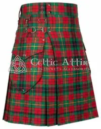 Irish County tartan utility kilt for men with cargo pockets front view
