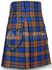 Irish County tartan utility kilt for men with cargo pockets front view
