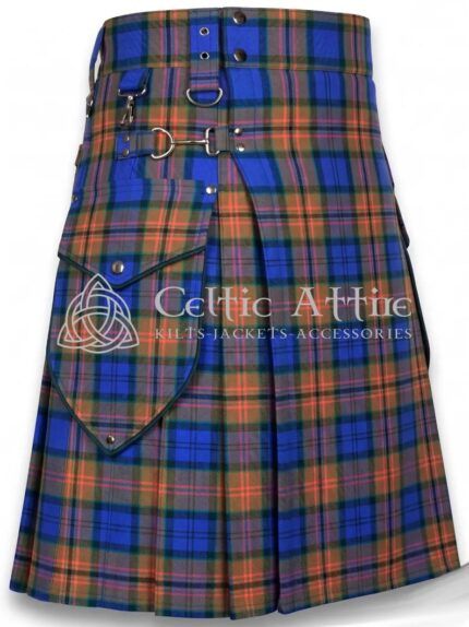 Irish County tartan utility kilt for men with cargo pockets front view