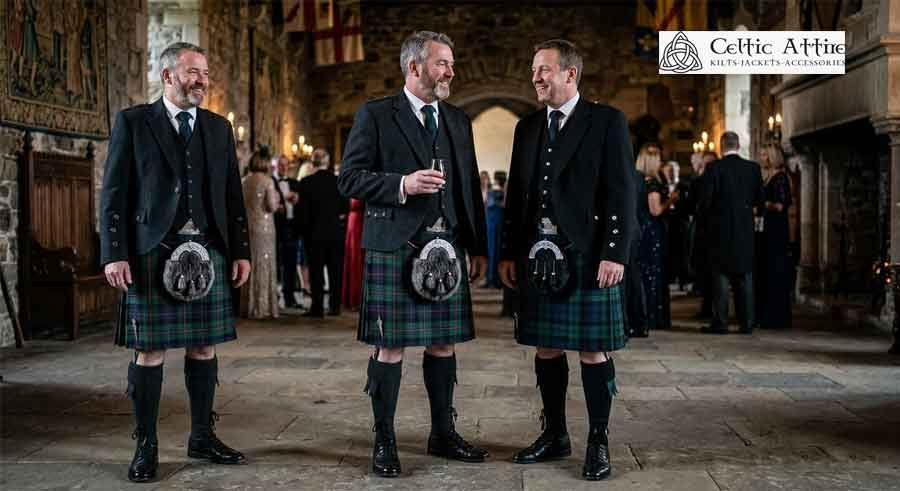 Scottish kilt outfit with tartan pattern for men