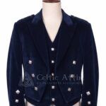 Men's Navy Velvet Prince Charlie Jacket & Waistcoat Set