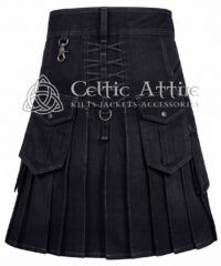 Heavy Drilled Denim Utility Kilt