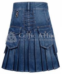 Heavy Drilled Denim Utility Kilt – Tactical Workwear Kilt, Black Or Blue, Custom Fit - Image 4