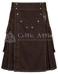 Heavy Drilled Denim Utility Kilt – Tactical Workwear Kilt, Black Or Blue, Custom Fit - Image 8
