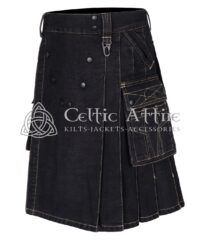 Heavy Drilled Denim Utility Kilt – Tactical Workwear Kilt, Black Or Blue, Custom Fit - Image 6
