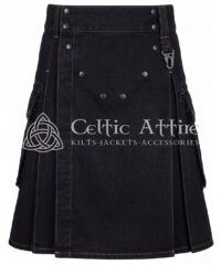 Heavy Drilled Denim Utility Kilt – Tactical Workwear Kilt, Black Or Blue, Custom Fit - Image 5